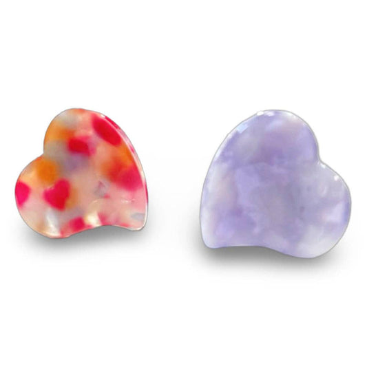 Mini Heart Clip Set - Multi + Purple