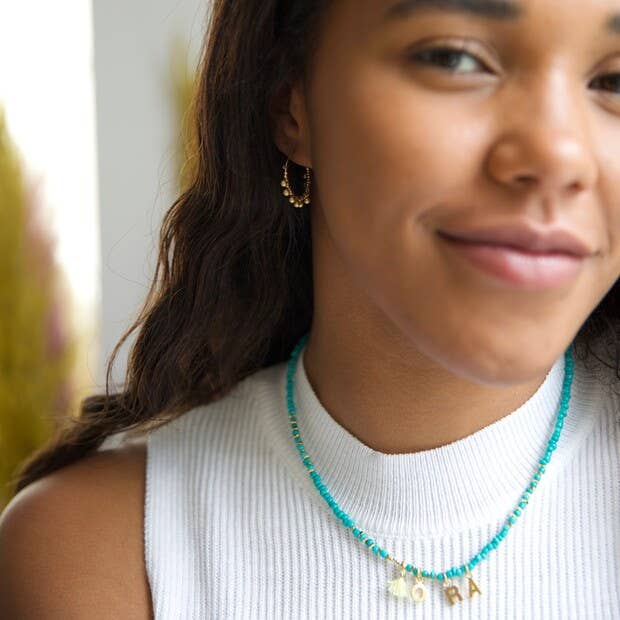 Gold Beaded Ball Hoops