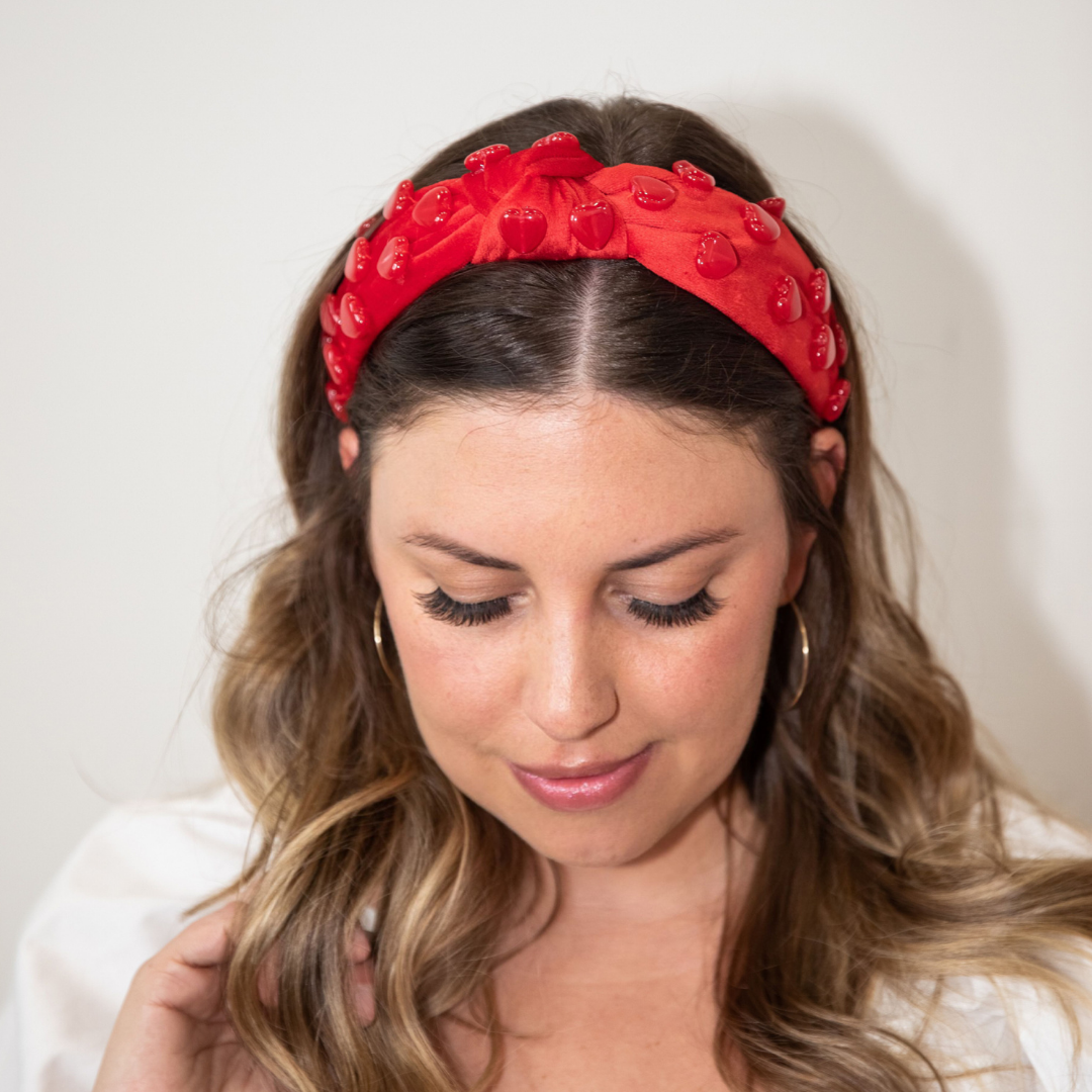 Stone Quartz Traditional Knot Headband - Red