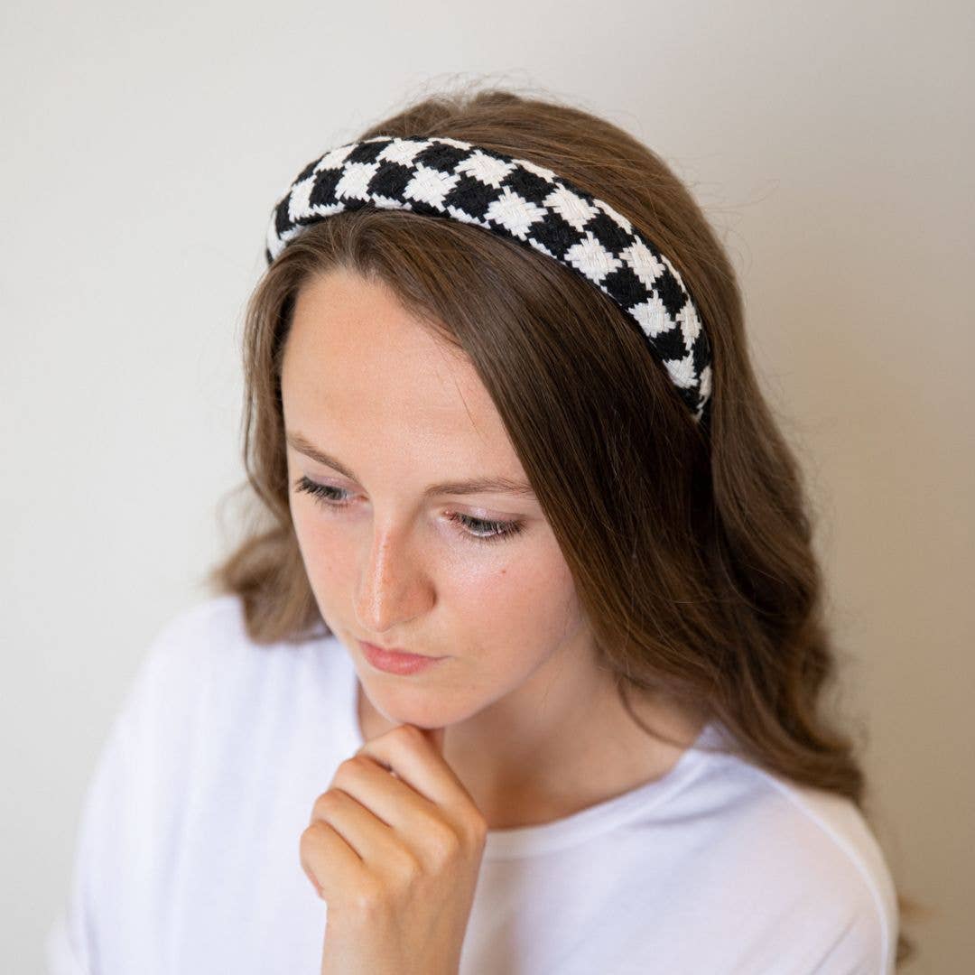 Padded Headband - Black Checkered