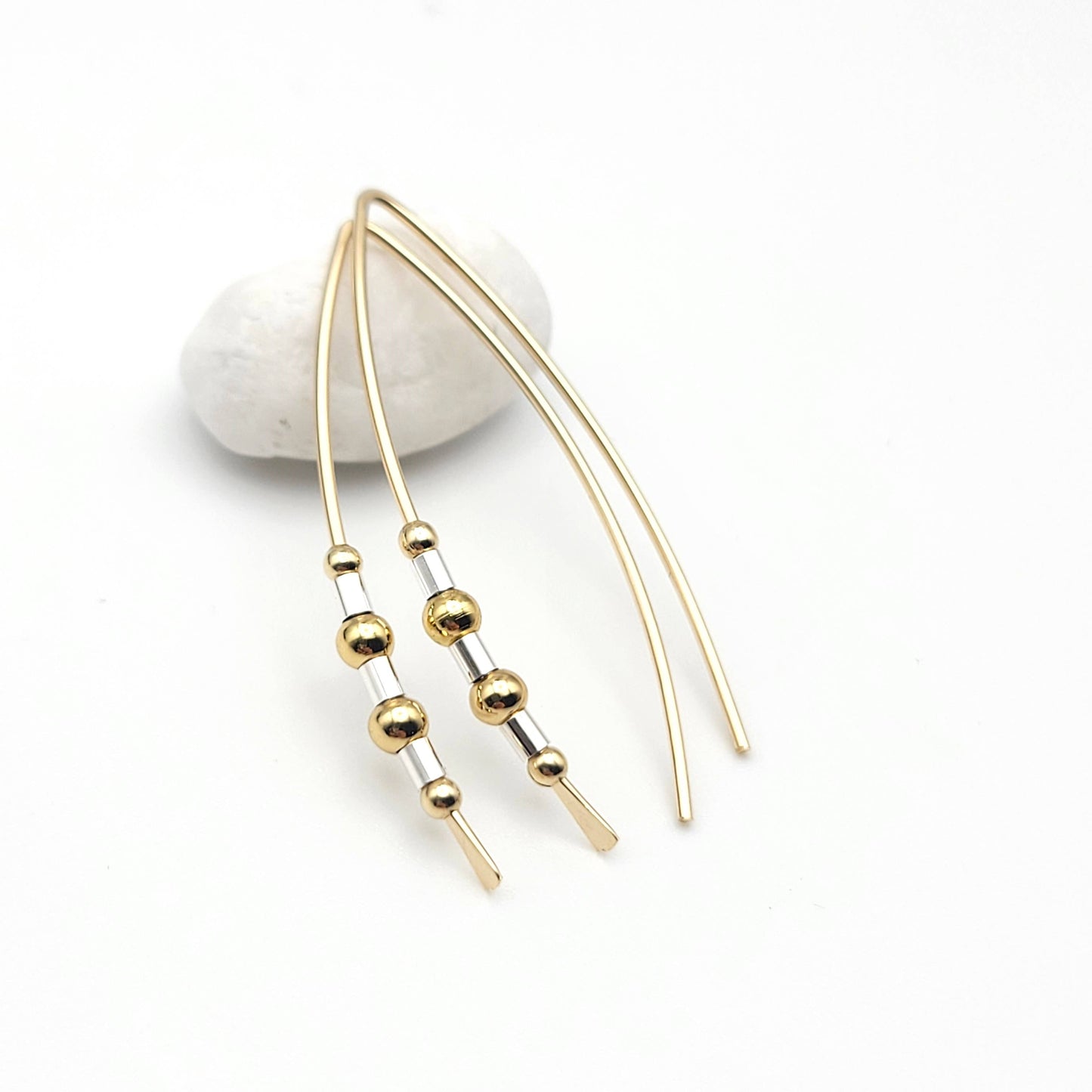 14k Gold and Sterling Silver Open Hoop earrings