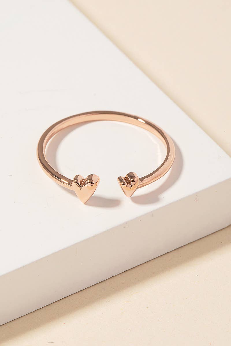 Delicate Double Heart Open Ring