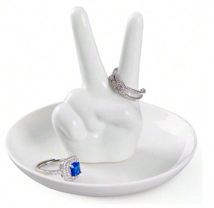 Ceramic Peace Sign Jewelry Dish Ring Holder