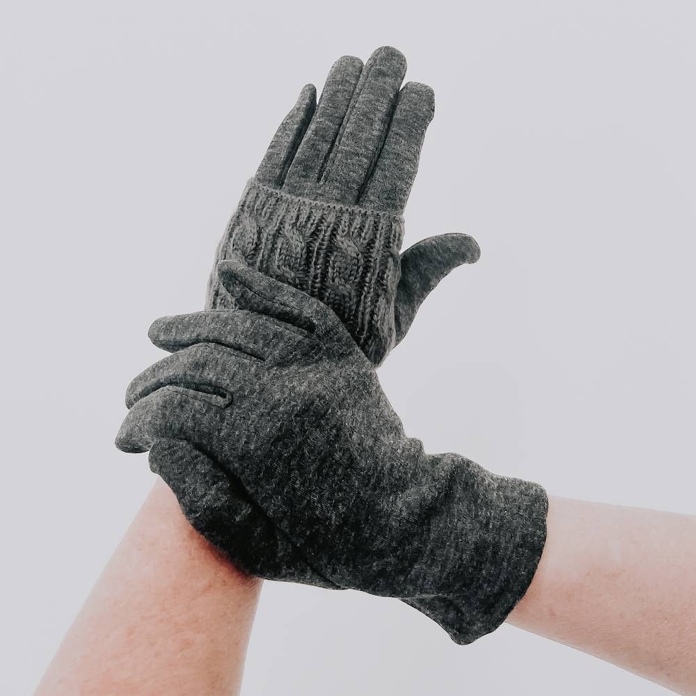 3 in 1 Cable Knit Gloves