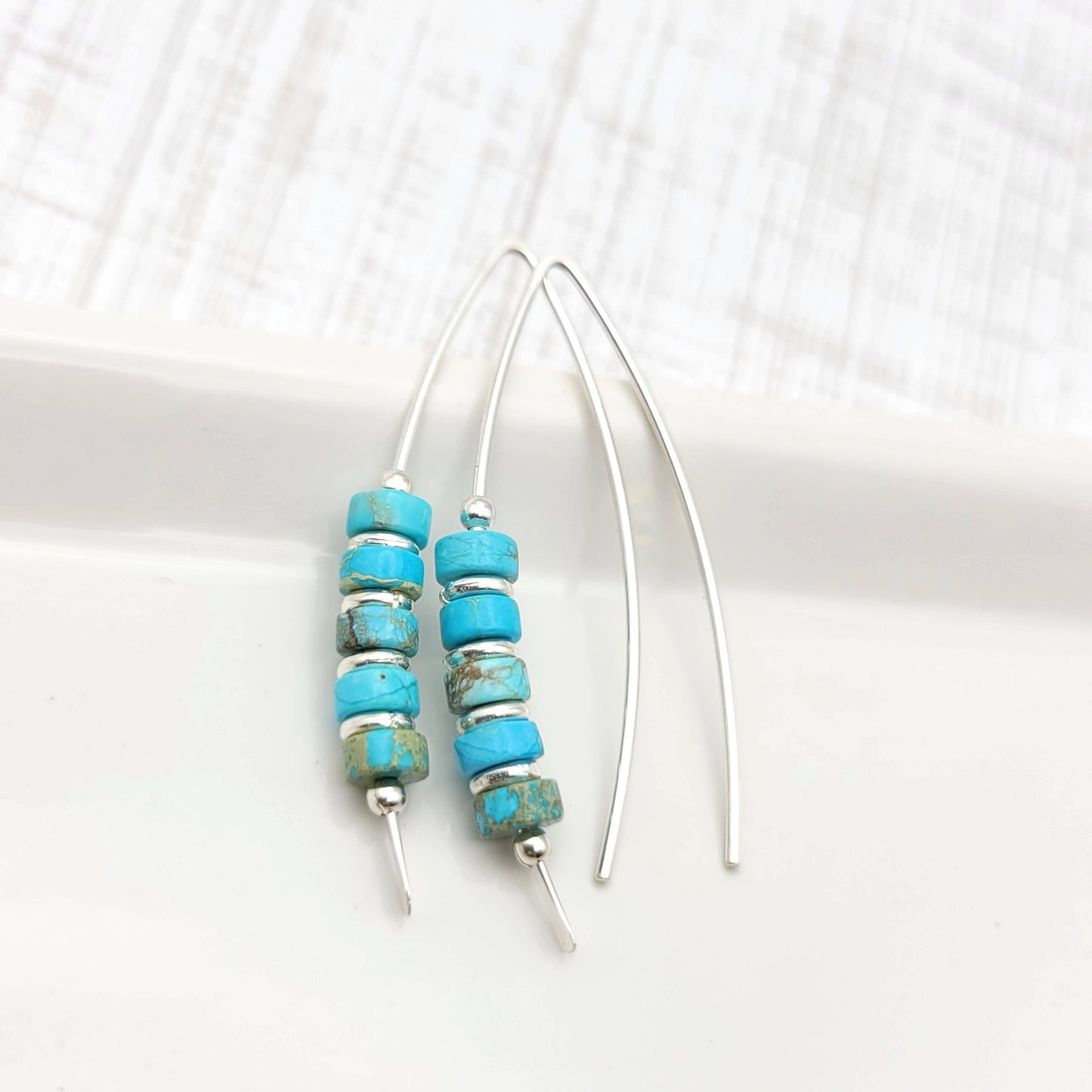 Modern Turquoise and Sterling Silver Threaders