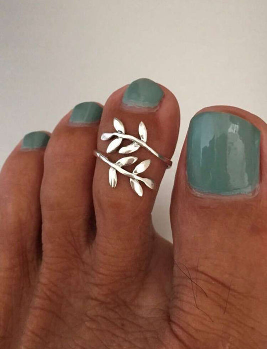 Silver Leaf Toe Ring