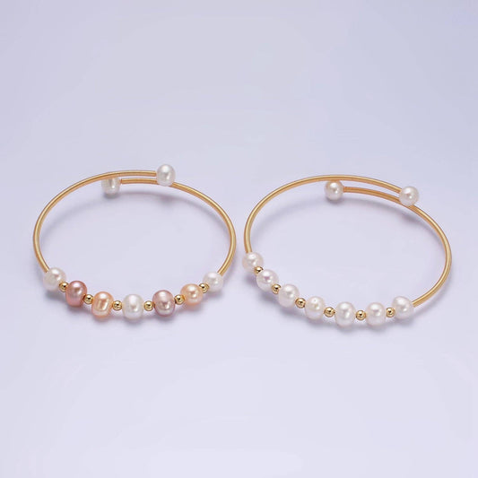 Petite Pearl Bangle Bracelet Layering Jewelry for Minimalist Bracelet Wedding Jewelry WA1866 WA1867