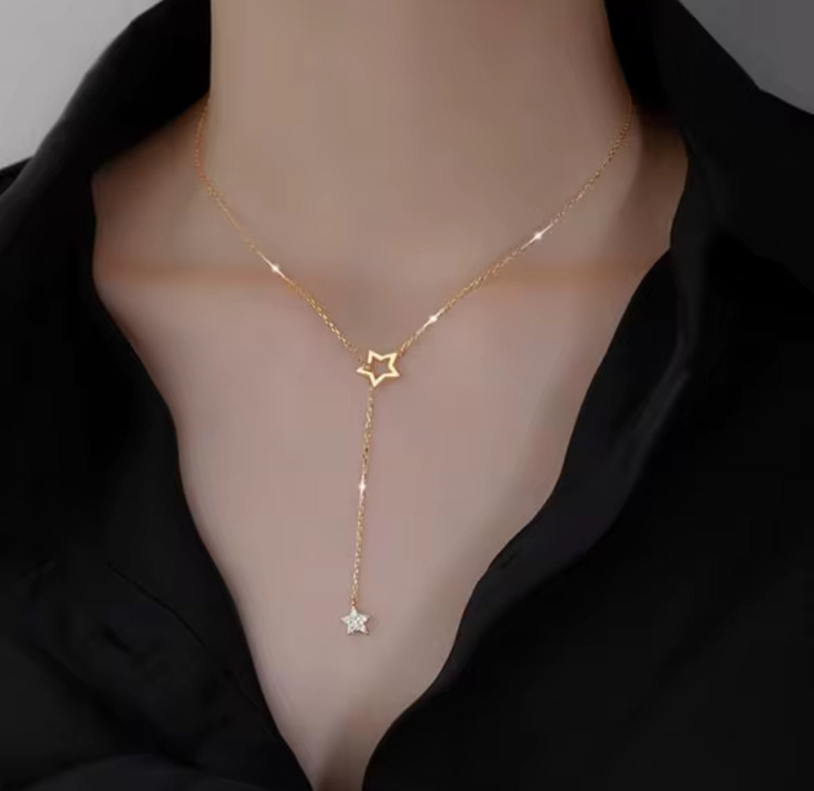Hollow Star Tassel Chain Necklace