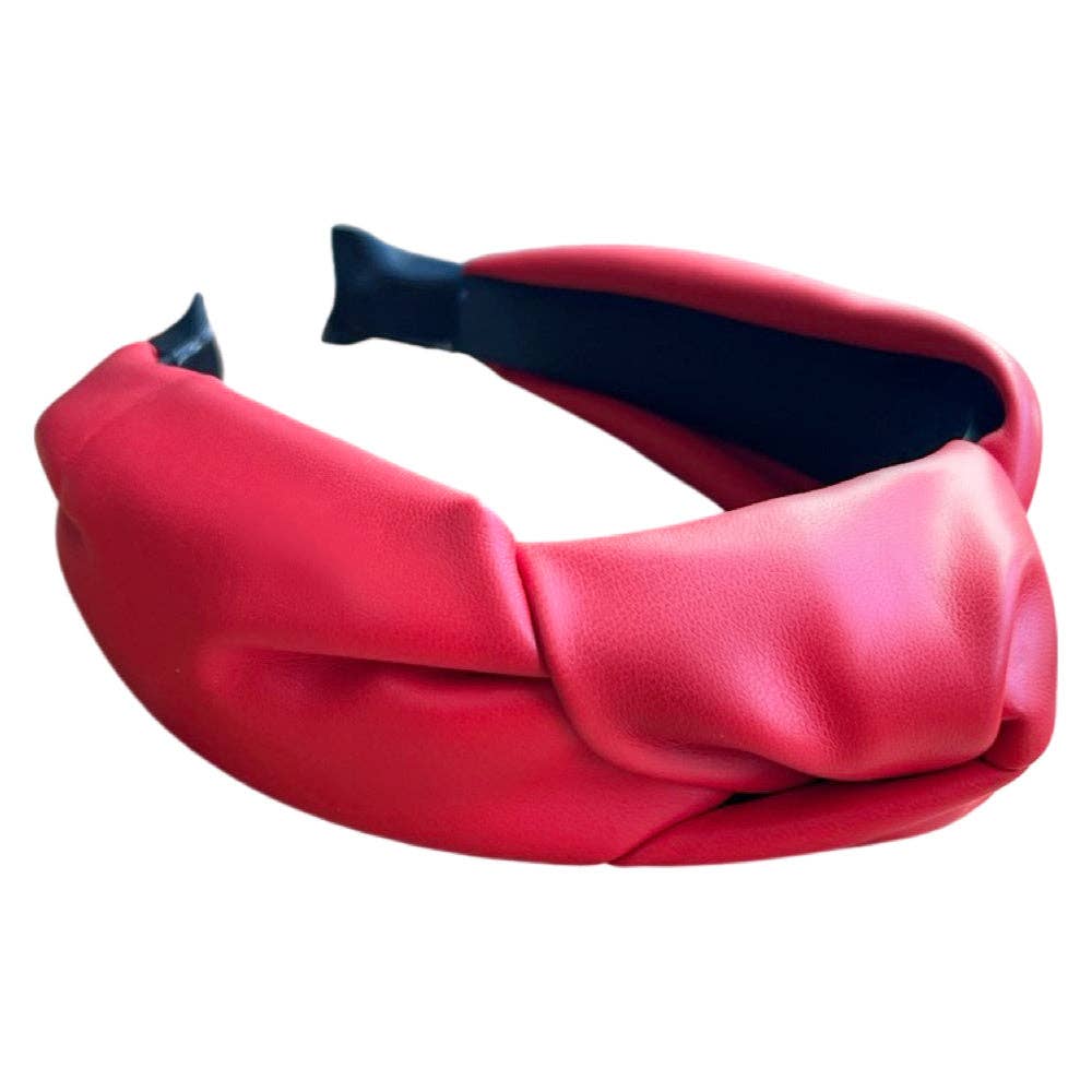 Brooklyn Headband - Red | Faux Leather Top Knot Headband