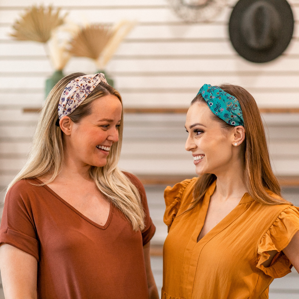 Traditional Knot Headband - Teal Anitque Floral