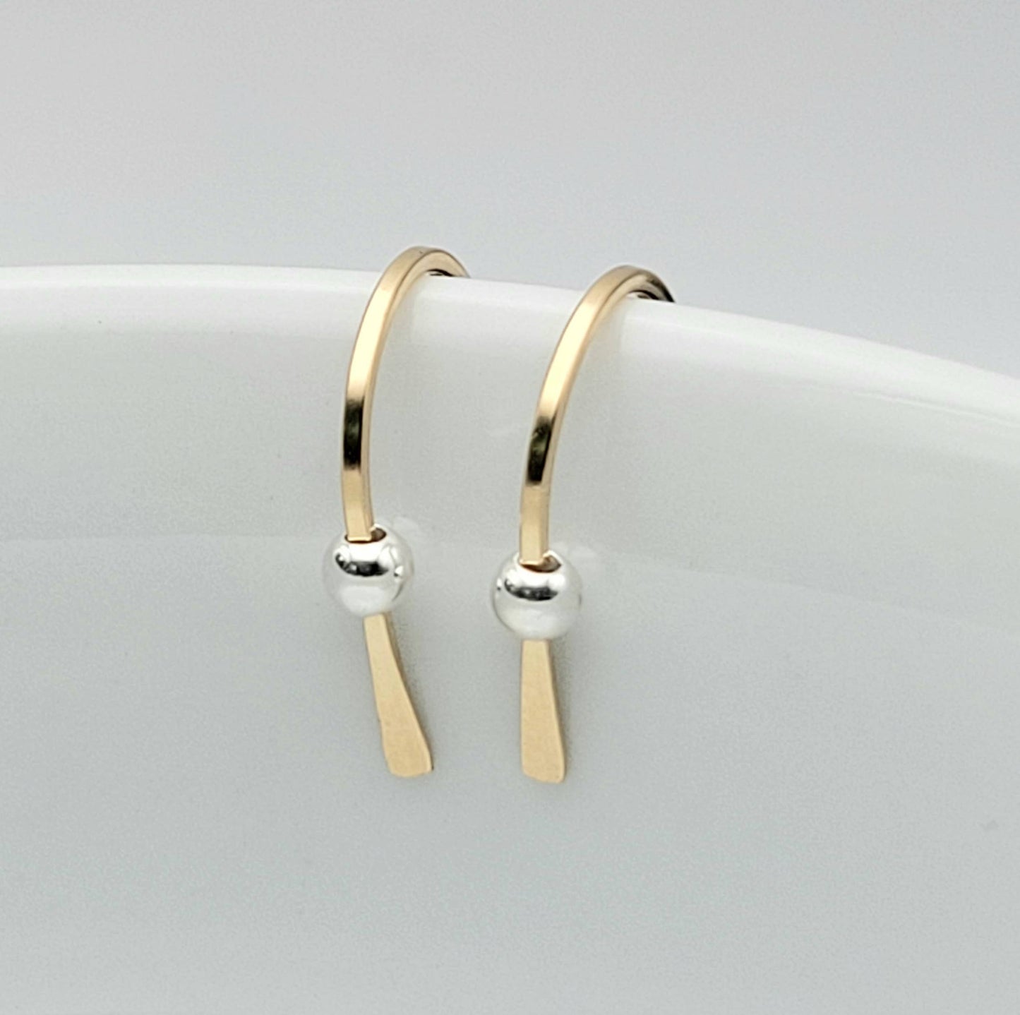 Tiny Gold and Silver Hugger Earrings