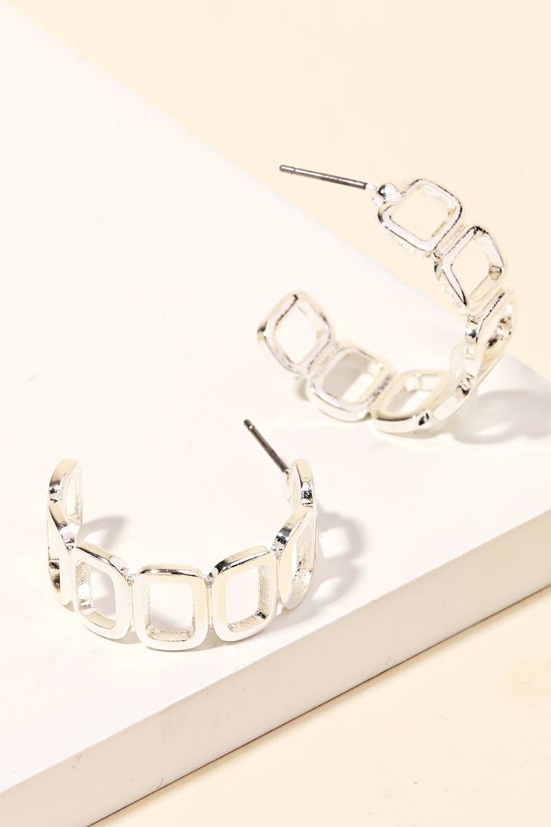 Mini Square Chain Hoop Earrings