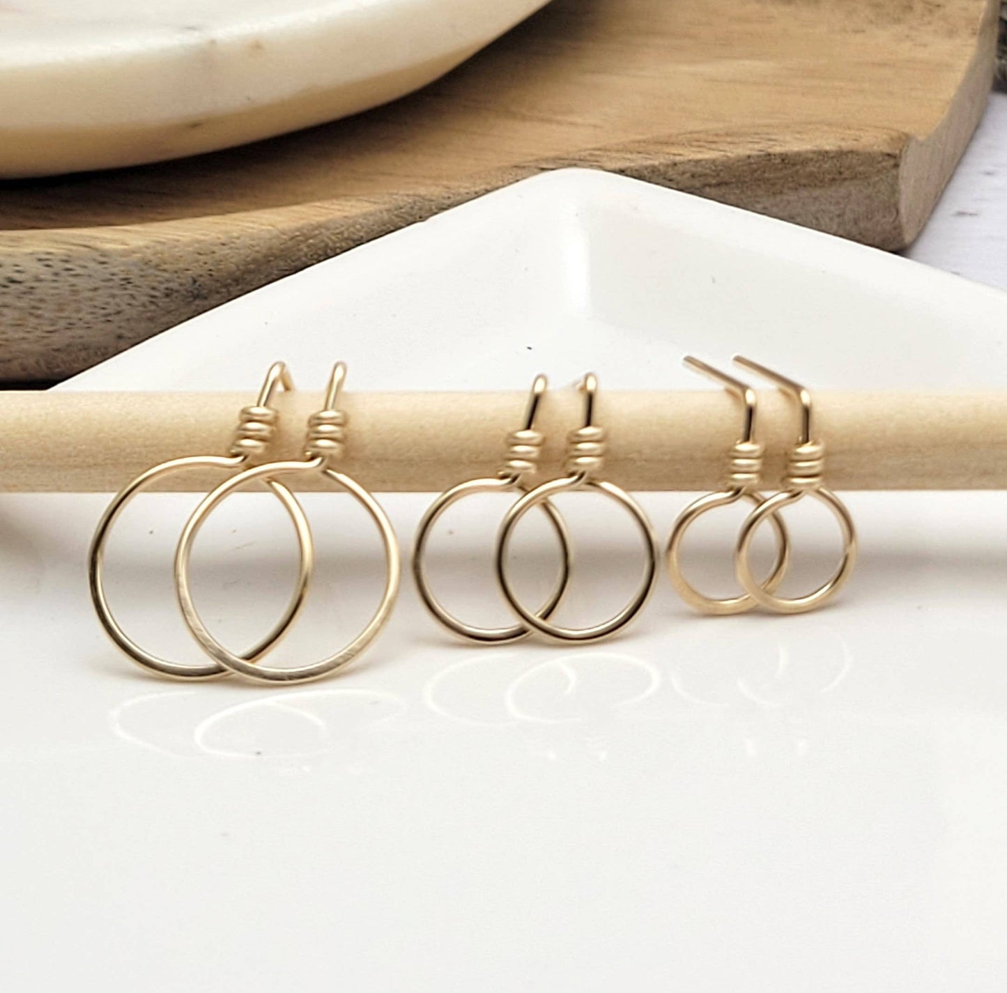 14K Gold Circle Stud Earrings