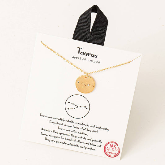 Gold Dipped Taurus Zodiac Coin Necklace