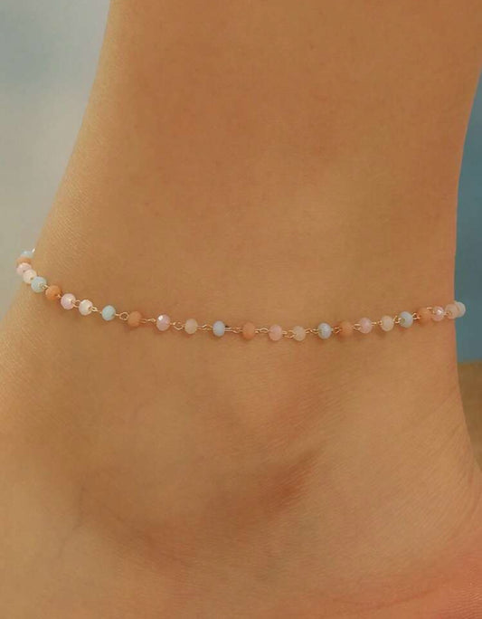 18k gold plated stainless steel stone ankle bracelet