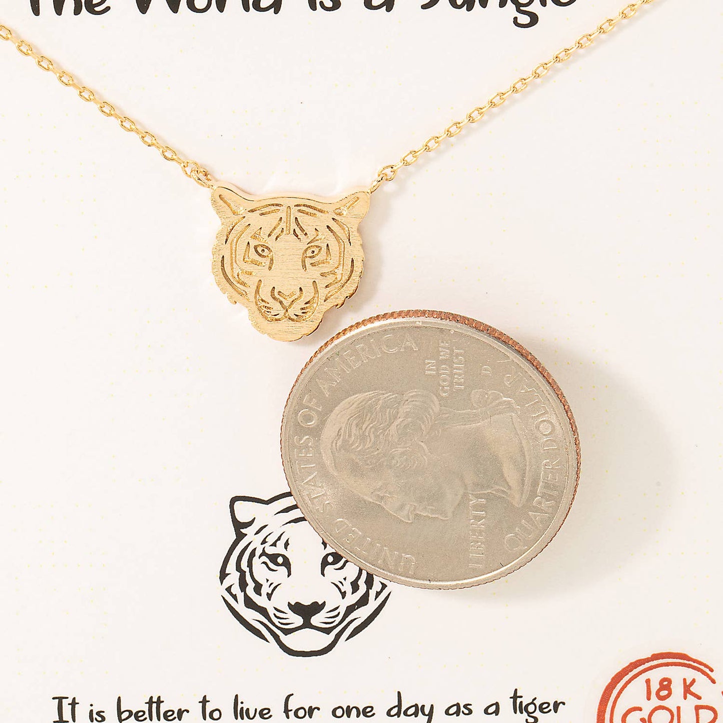 Gold Dipped Tiger Head Pendant Necklace