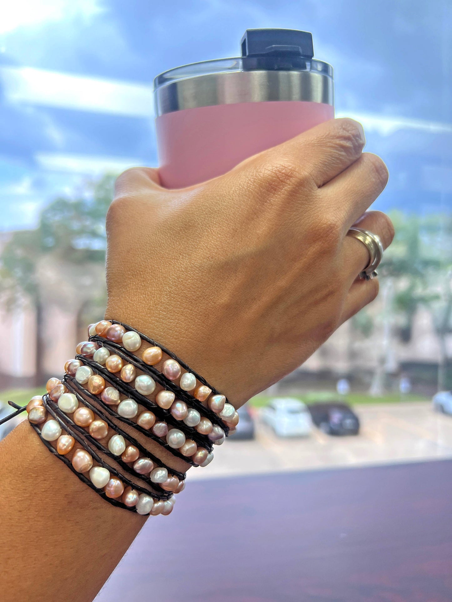 Multi-Color Pearl Wrap Bracelet