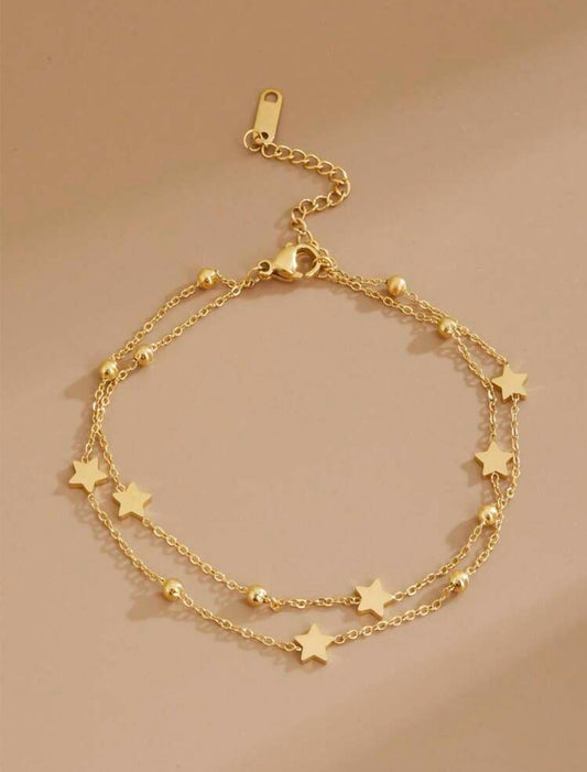 Stainless Steel Double Star Anklet