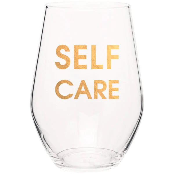 Self Care - Gold Foil Seamless 19oz Wine Glass