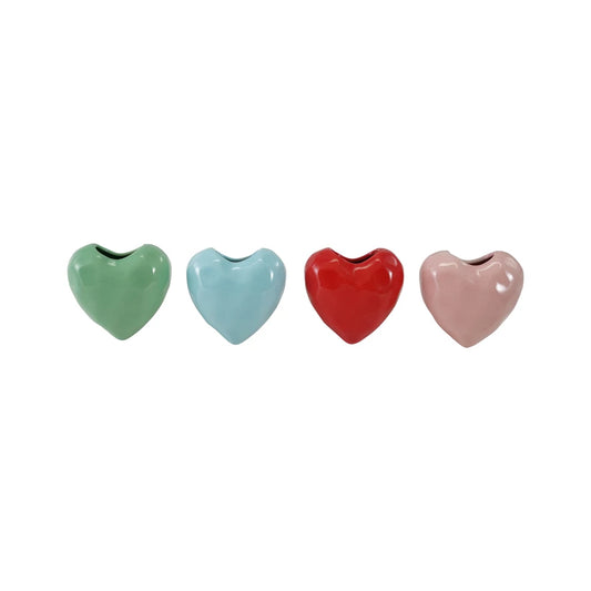 Stoneware Heart Organic Shaped Mini Vase with Magnet, 4 Colors