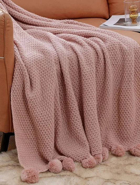 Decorative Pom Pom Throw Blanket