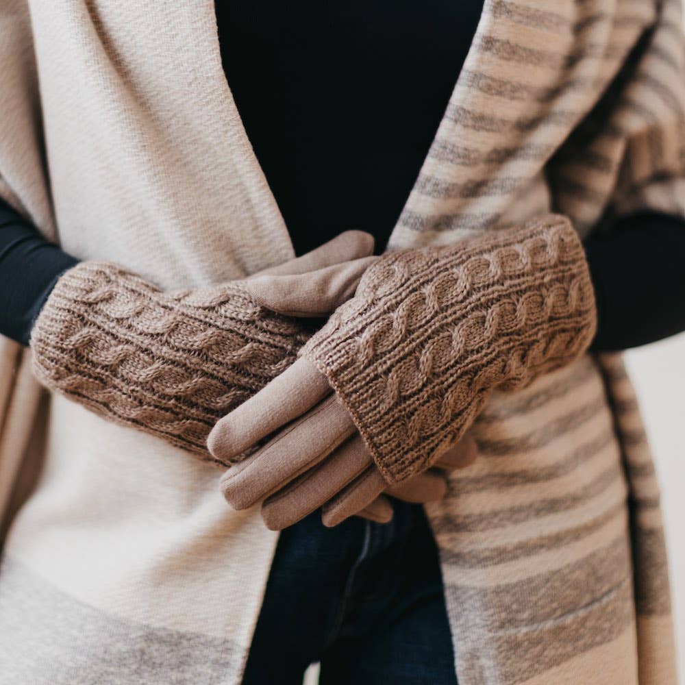 3 in 1 Cable Knit Gloves