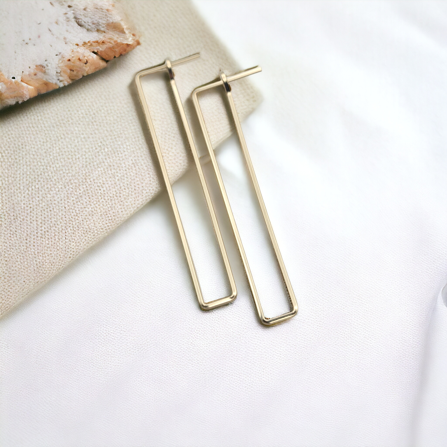 Gold Geometric Rectangle Earrings