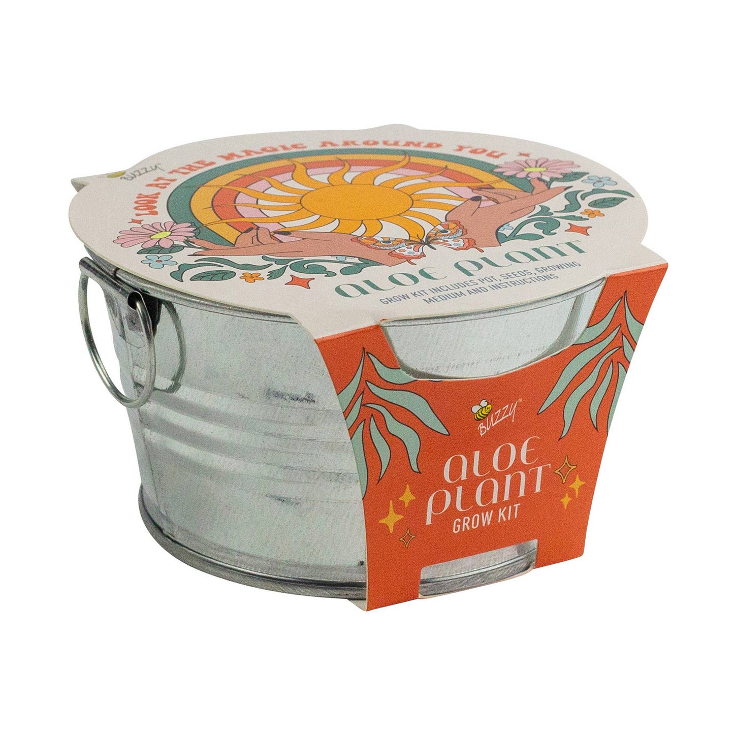 Buzzy Seeds Mini Galvanized Basin - Aloe Plant Grow Kit