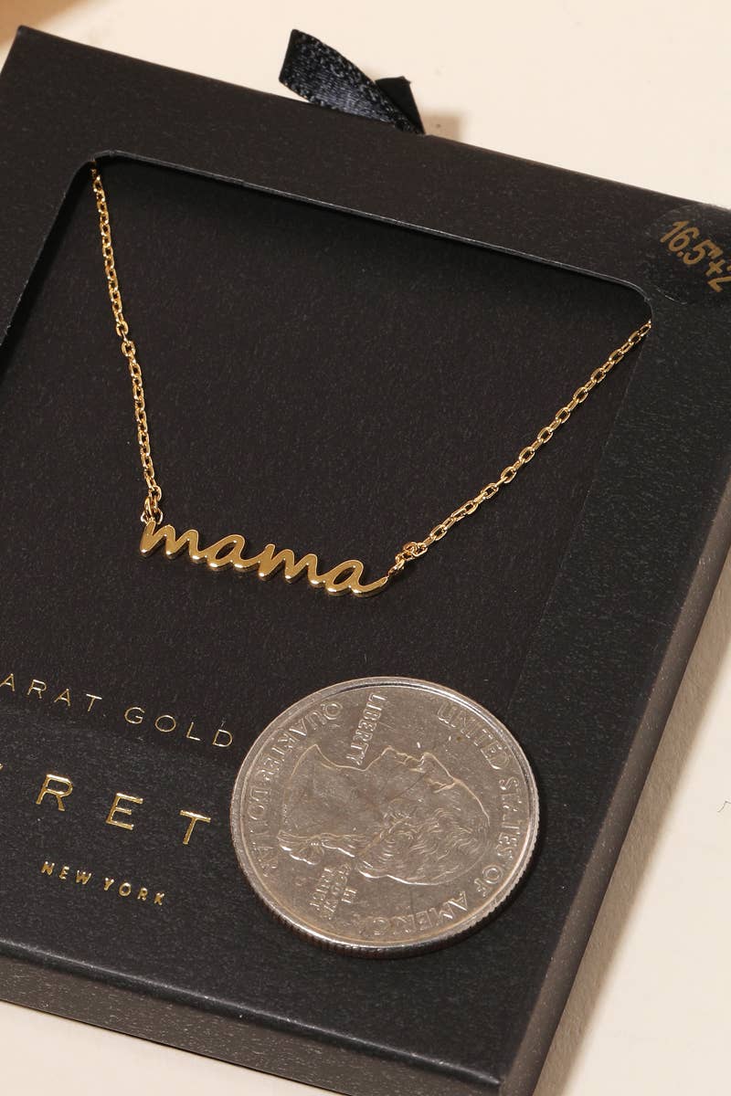 Secret Box Gold Dipped Dainty Mama Pendant Necklace