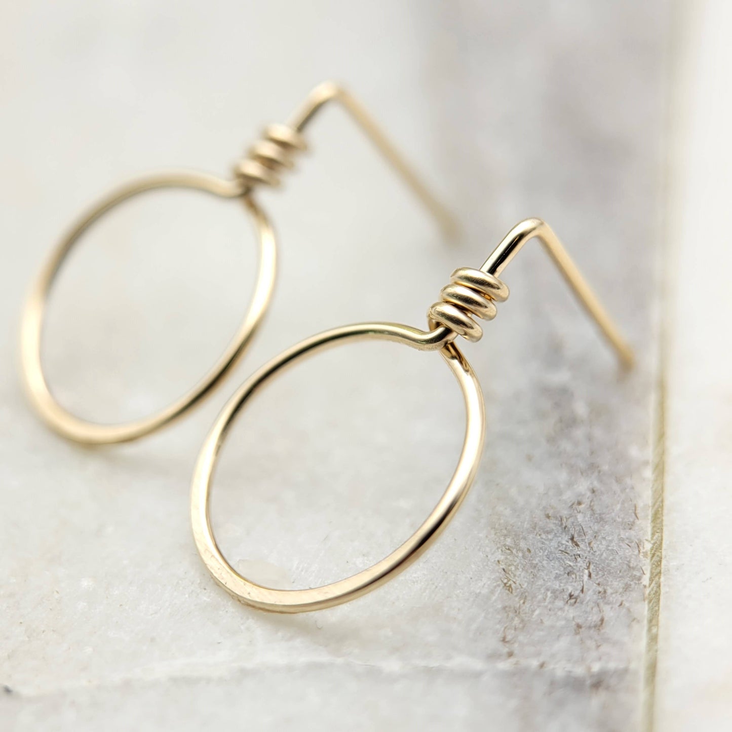 14K Gold Circle Stud Earrings