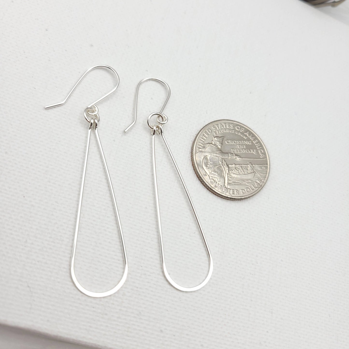 Long Silver Hoops - Handmade Earrings