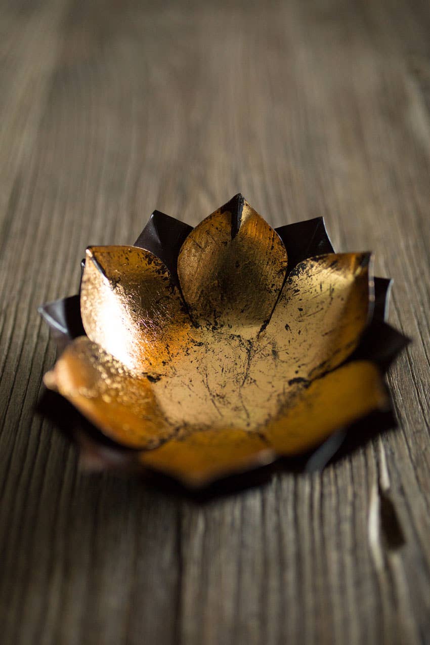 Gold Leafed Metal Leaf Bowl