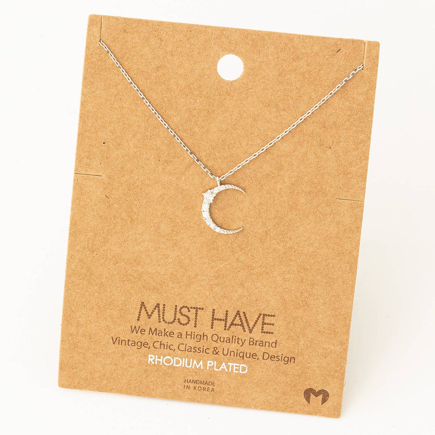 Pave Moon Pendant Necklace
