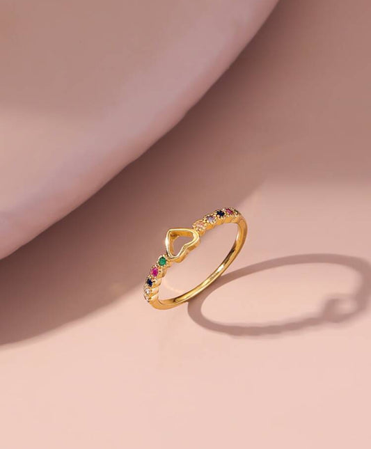Colorful Stone & Heart Ring