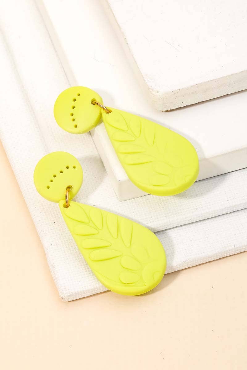 Floral Relief Teardrop Earrings