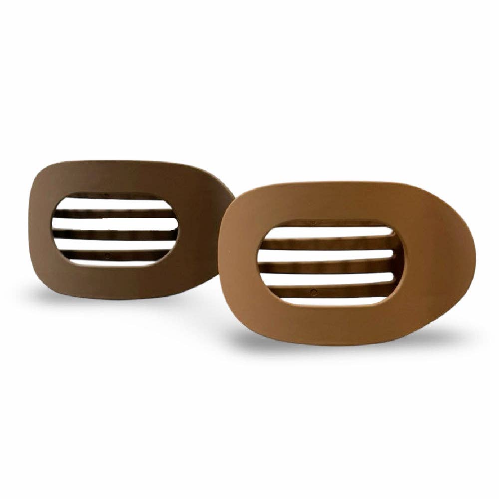 Large Oval Clip Set of 2 - Brown + Camel