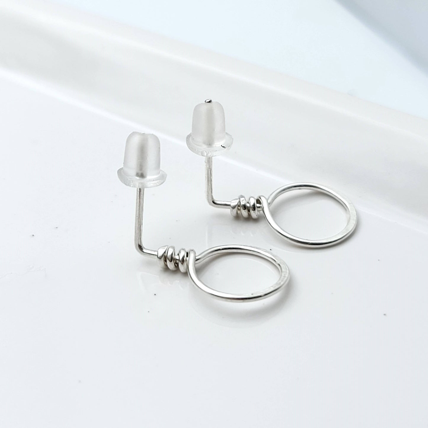 Small Sterling Silver Circle Stud Earrings