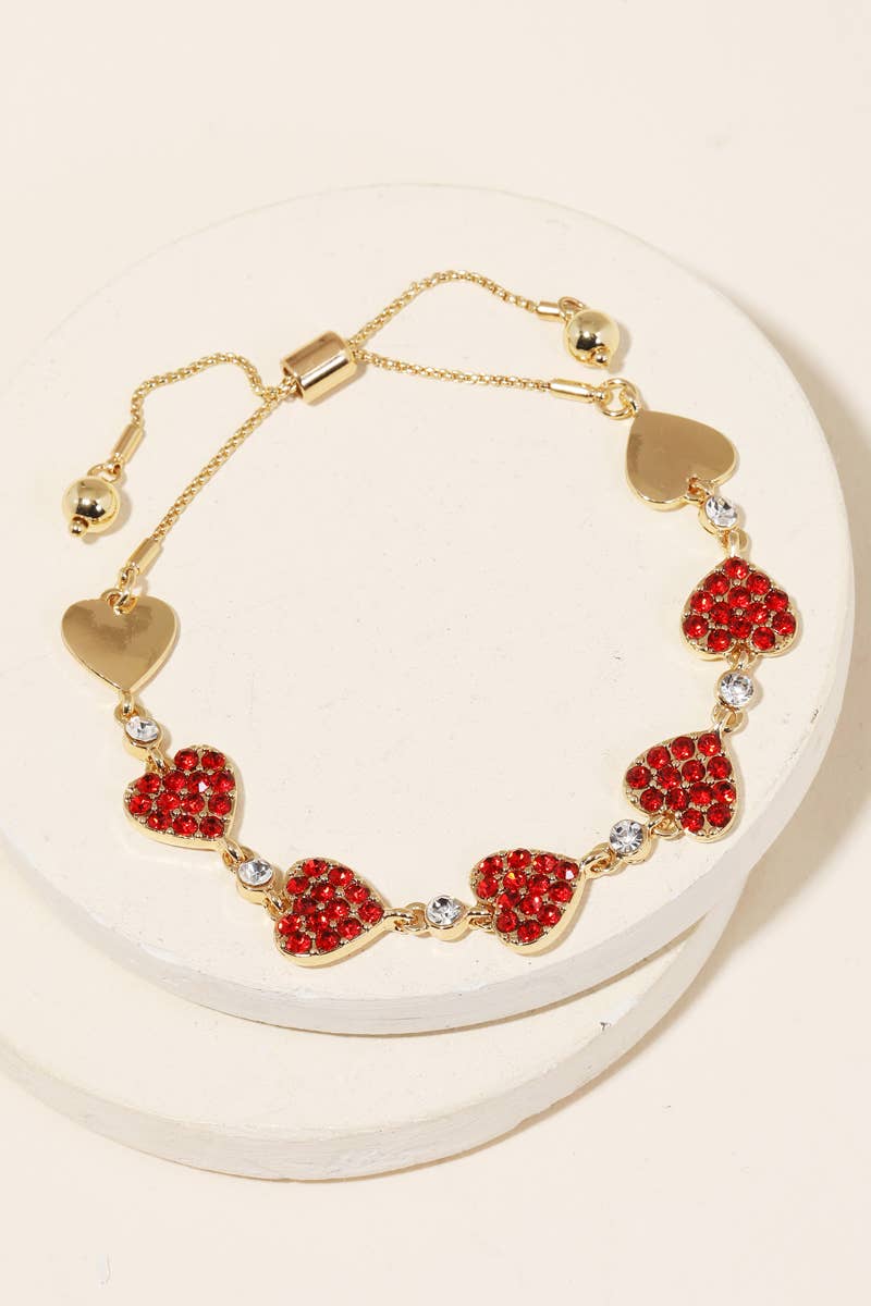 Pave Heart Adjustable Bracelet