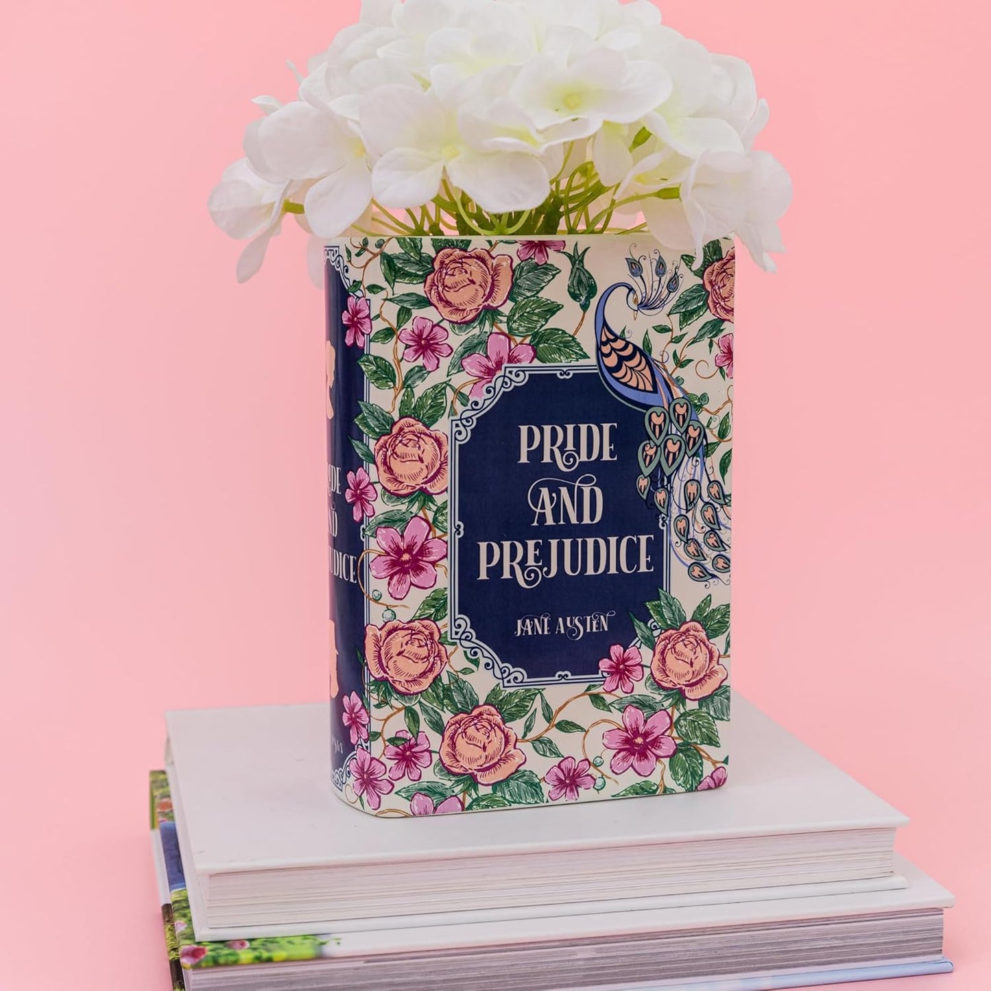 Pride and Prejudice - Large Vase - Original Book-Shaped Decorative Vase, Ceramic Vase, Cute Bookshelf Decor, Unique Vase for Book Lovers