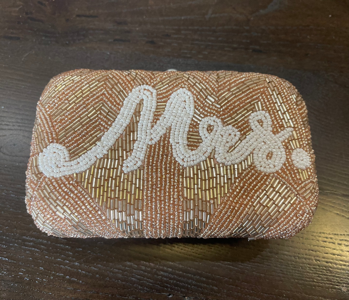 Mrs. Rose Gold Small Beaded Clutch