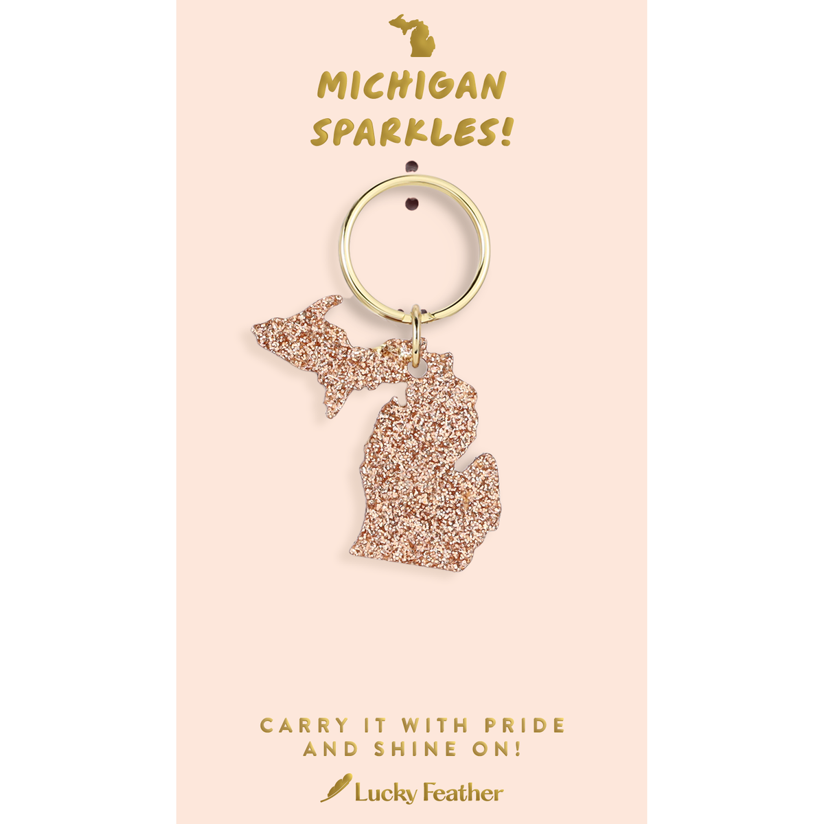 Glitter Keychain - State - MICHIGAN/UP