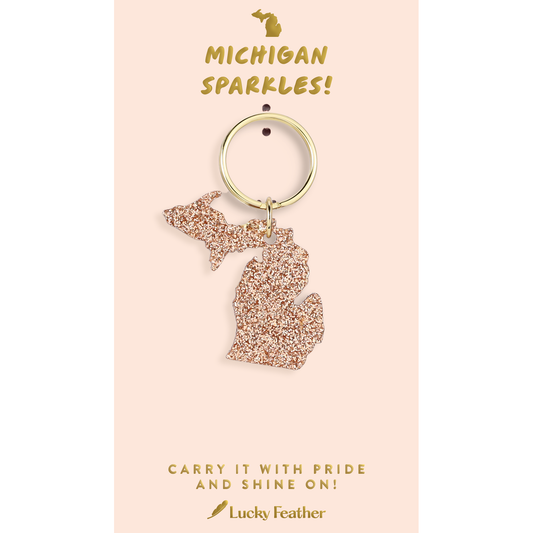 Glitter Keychain - State - MICHIGAN/UP