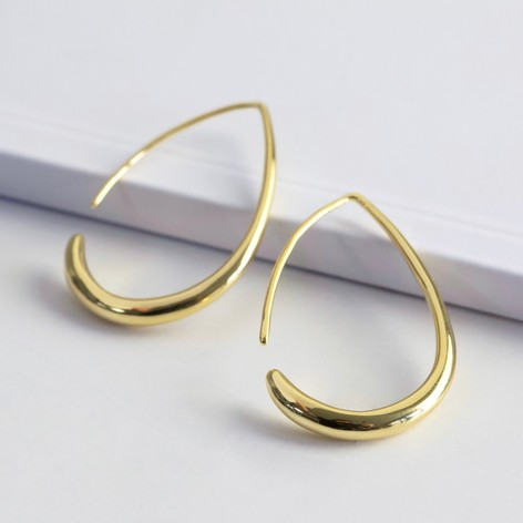 SALE Small Teardrop Hoop Earrings In Silver