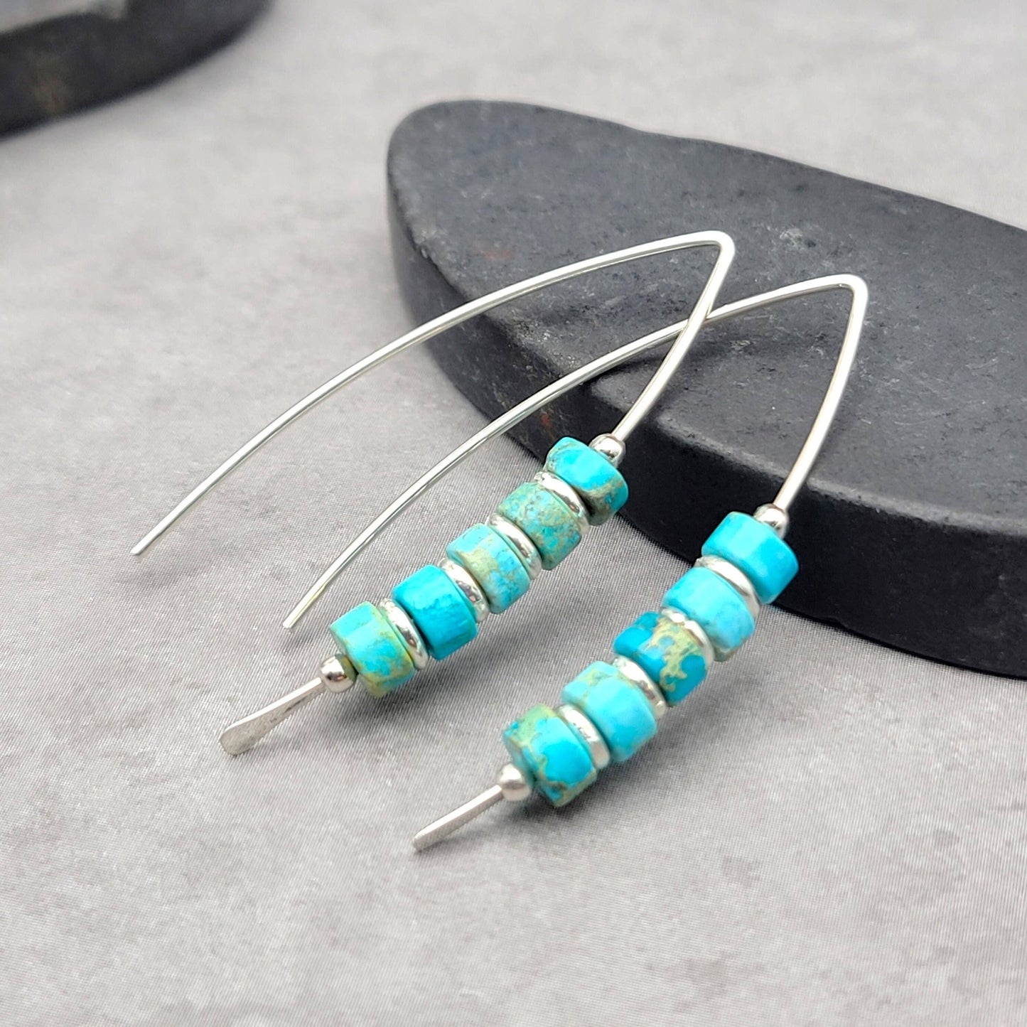 Modern Turquoise and Sterling Silver Threaders