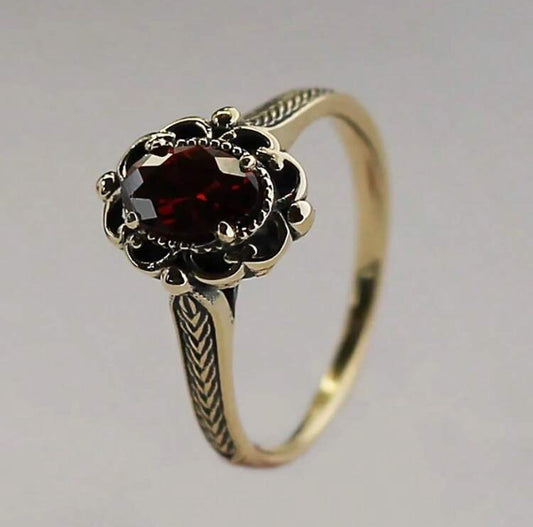 Vintage Crimson Stone Ring