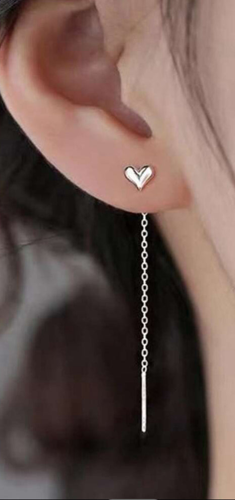 Sterling Silver Heart Tassel Earrings