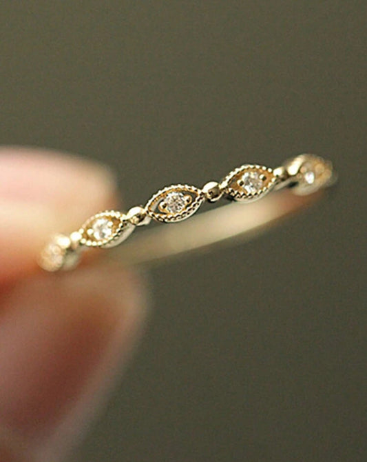 Hollow Sterling & Tiny Gem Silver Ring
