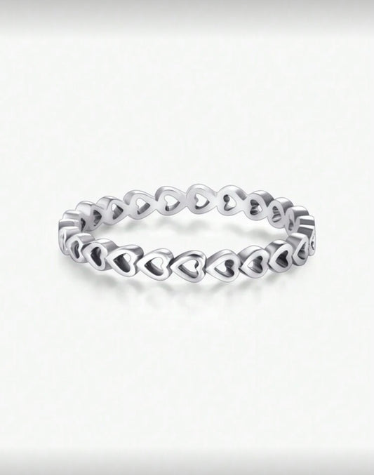Sterling Silver Heart Stack Ring