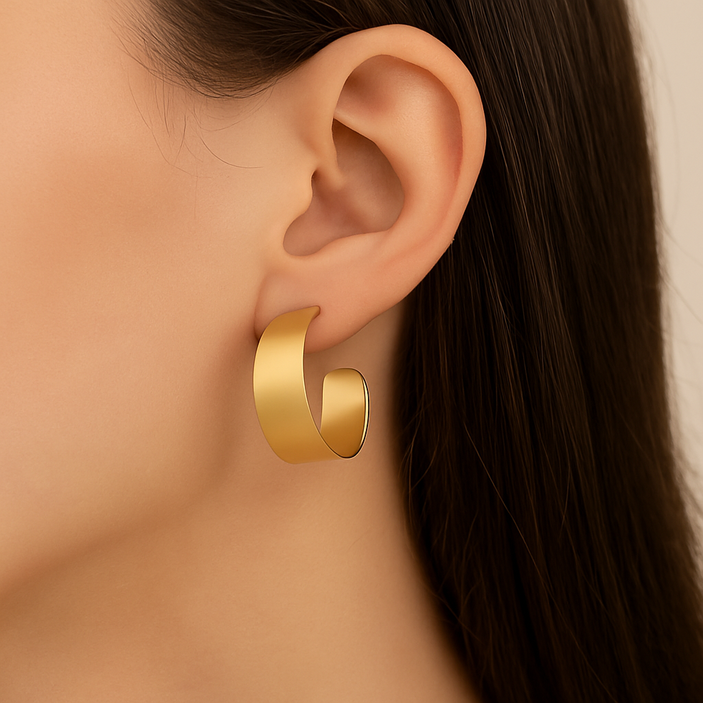 Wide Chunk Stainless Steel Hoops