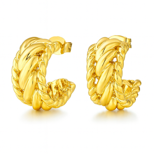 Chunky Rope Twist Hoop Earrings